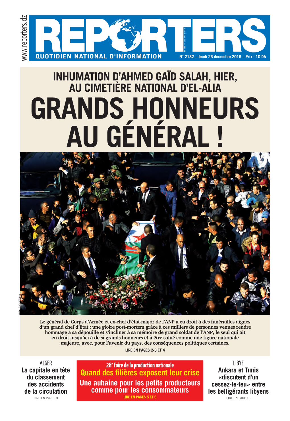 Inhumation D'ahmed Gaïd Salah, Hier