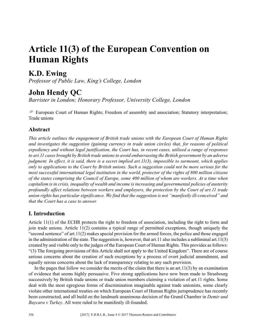 Download Hendy Article Treatment of UK Ecthr Cases
