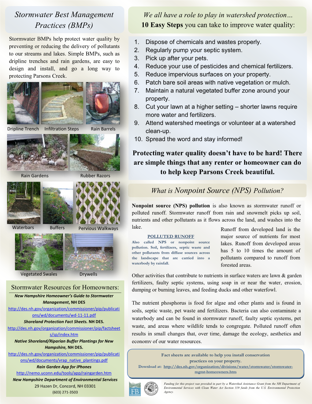 Stormwater Best Management Practices (Bmps) What Is Nonpoint Source (NPS) Pollution?