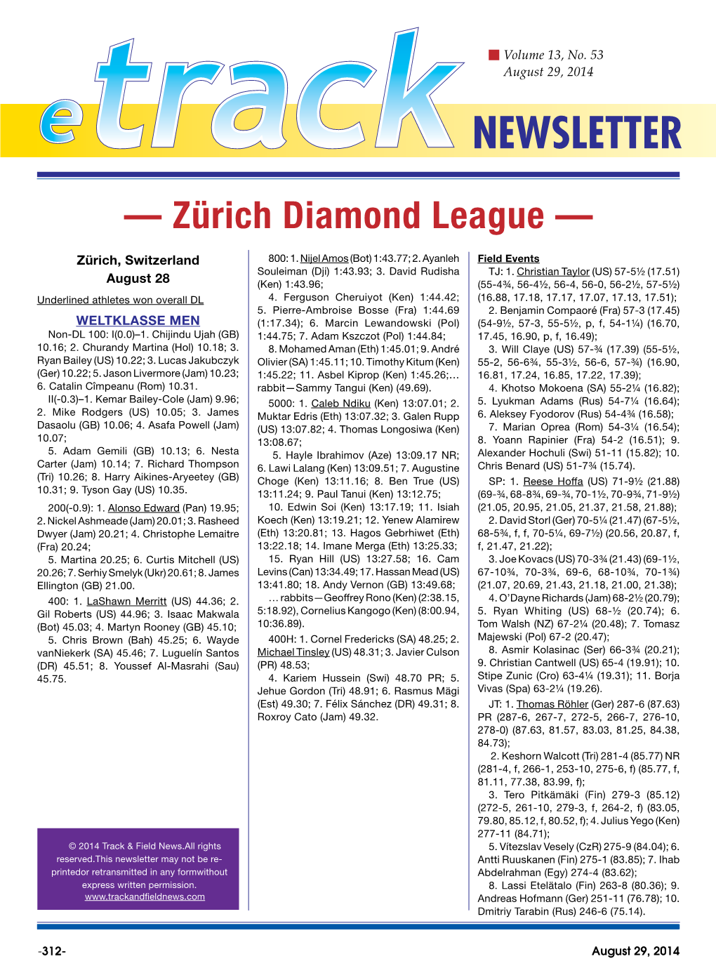— Zürich Diamond League —