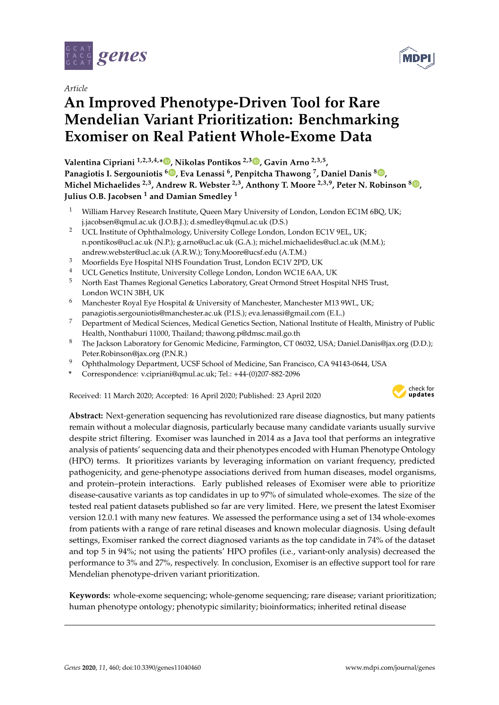 Benchmarking Exomiser on Real Patient Whole-Exome Data