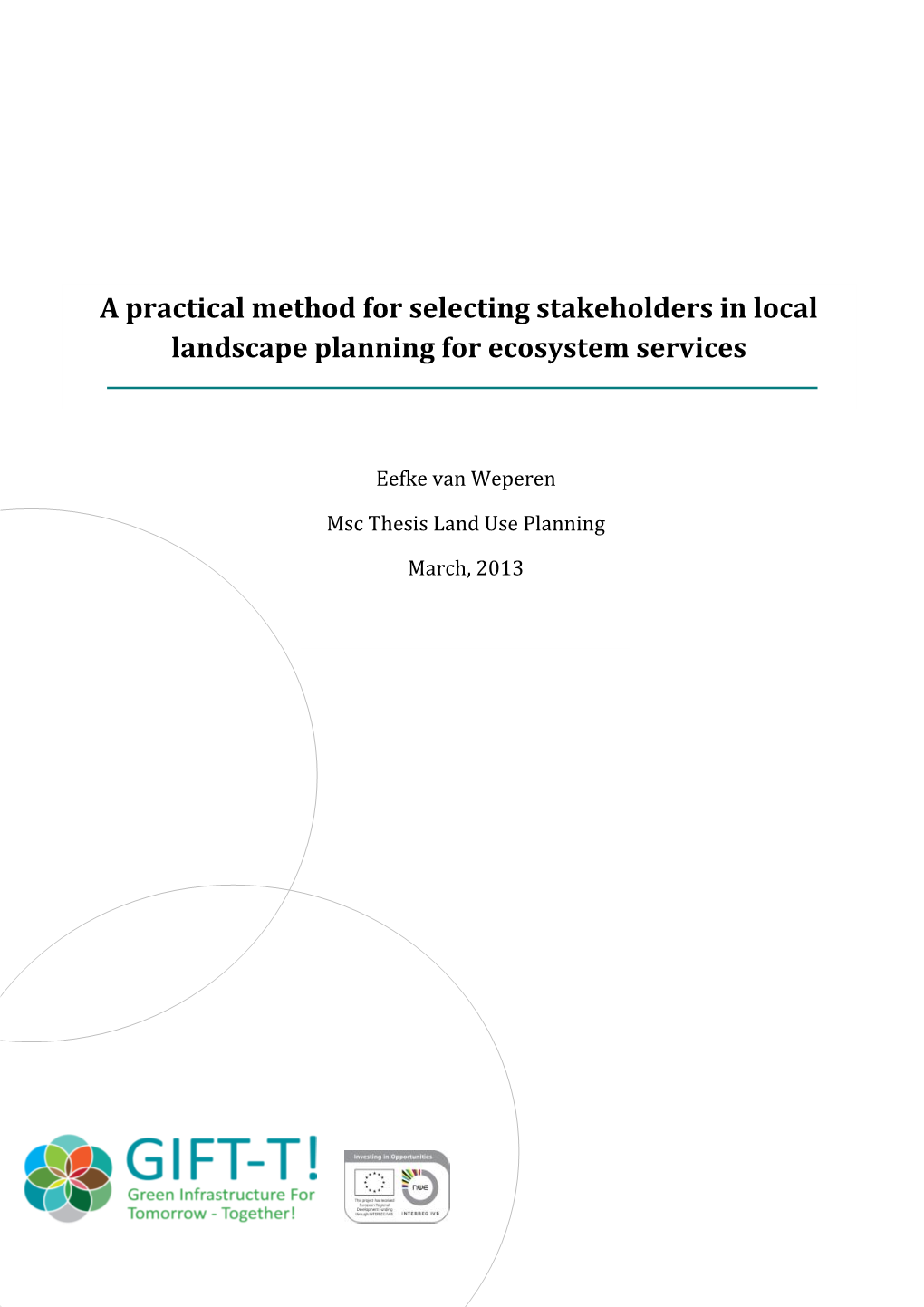 A Practical Method for Selecting Stakeholders in Local Landscape Planning for Ecosystem Services