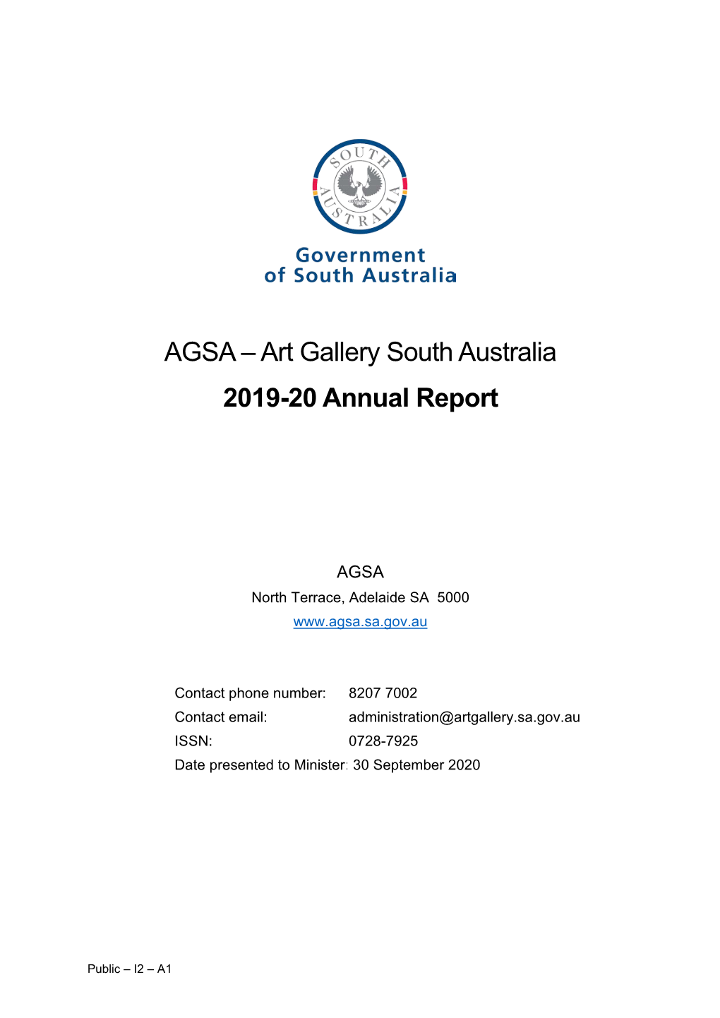 AGSA – Art Gallery South Australia 2019-20 Annual Report