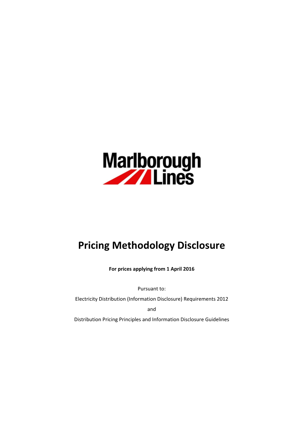 Pricing Methodology Disclosure