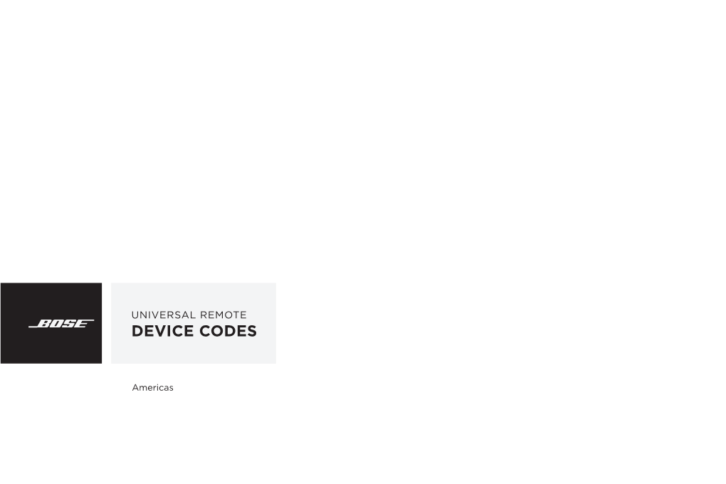 Universal Remote Device Codes