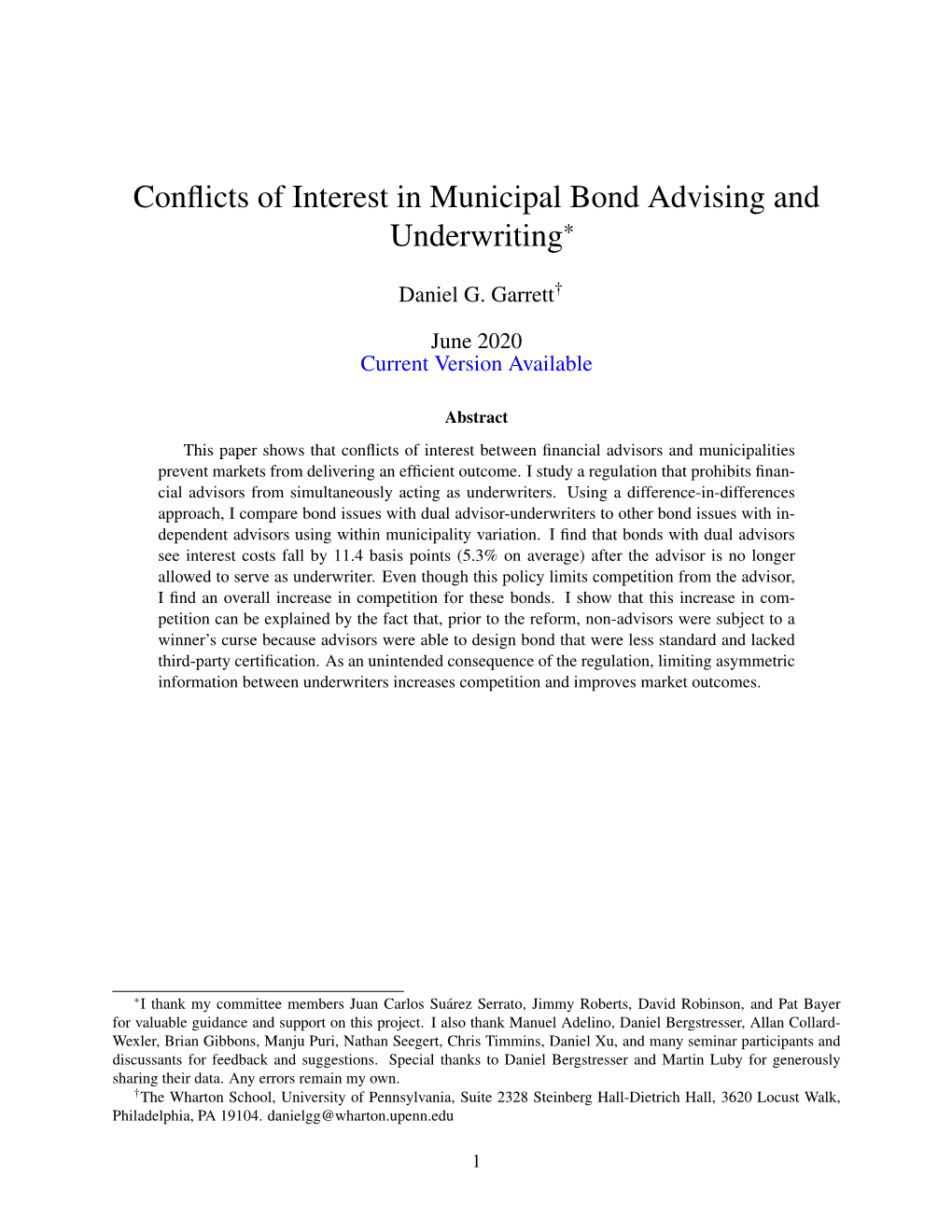 Conflicts of Interest in Muni Debt Markets