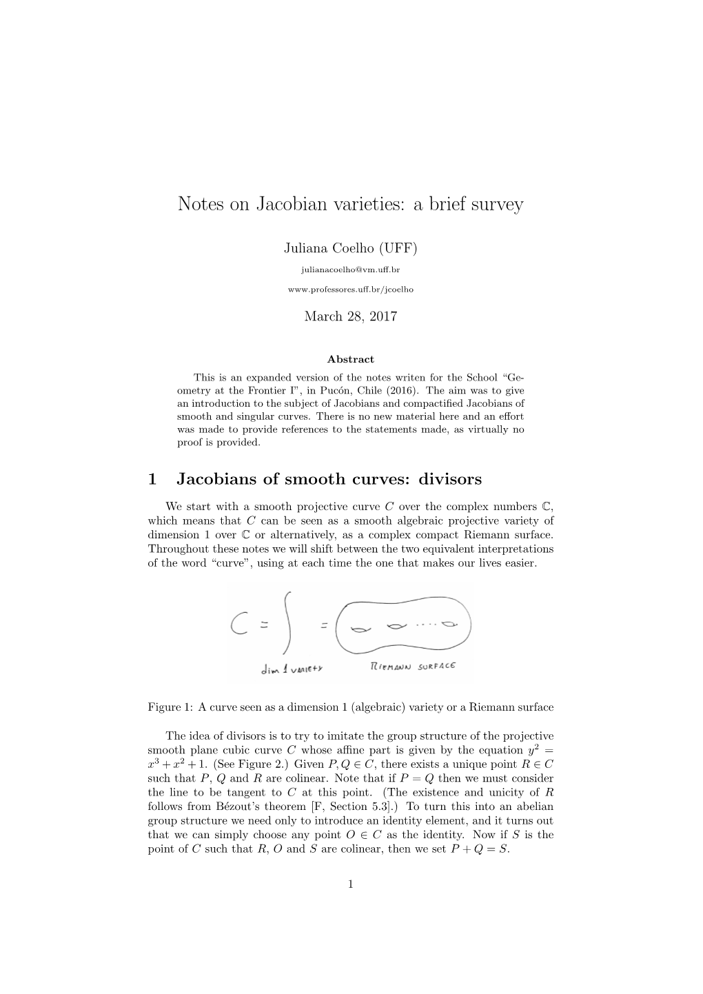 Notes on Jacobian Varieties: a Brief Survey