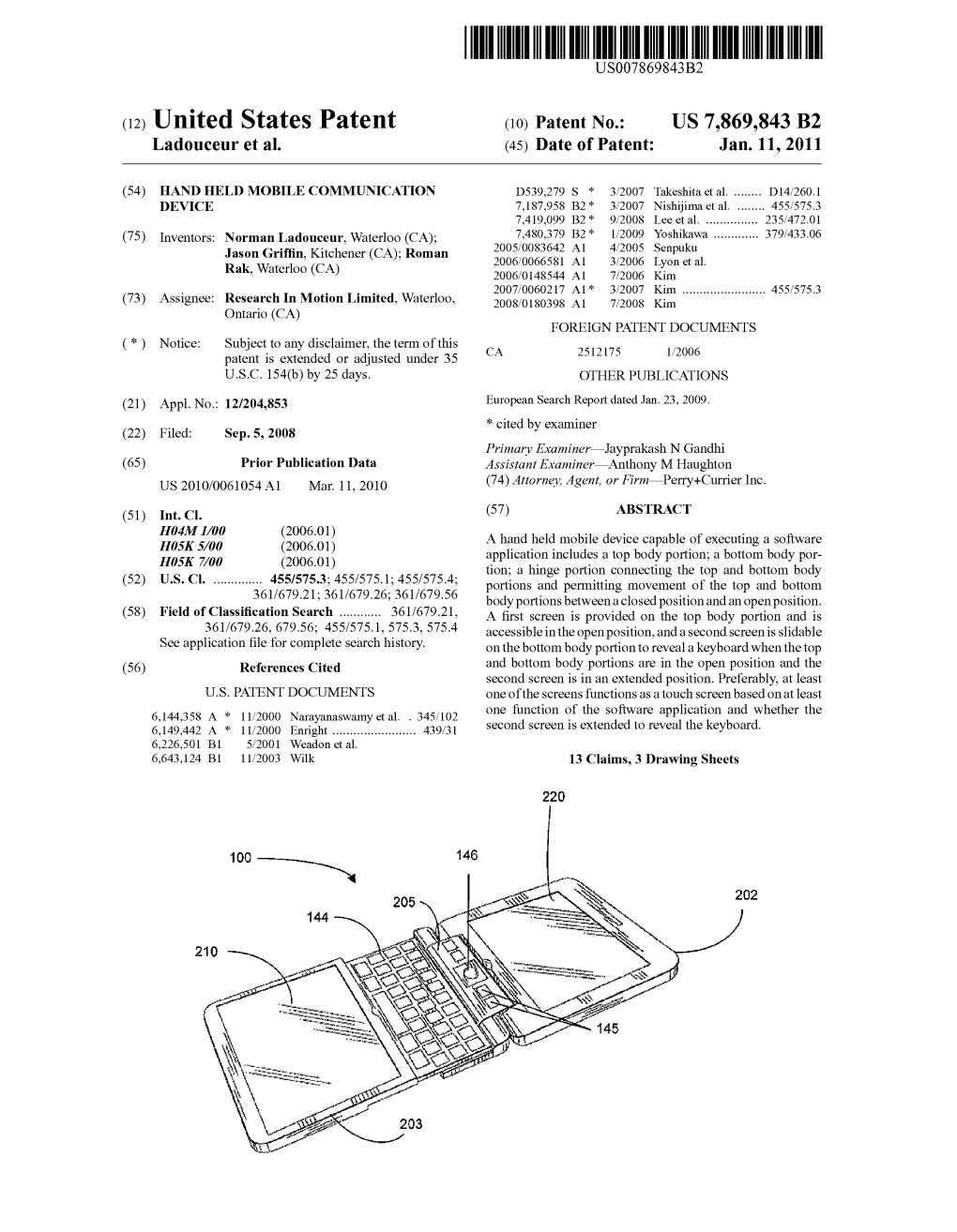 (12) United States Patent (10) Patent No.: US 7,869,843 B2 Ladouceur Et Al