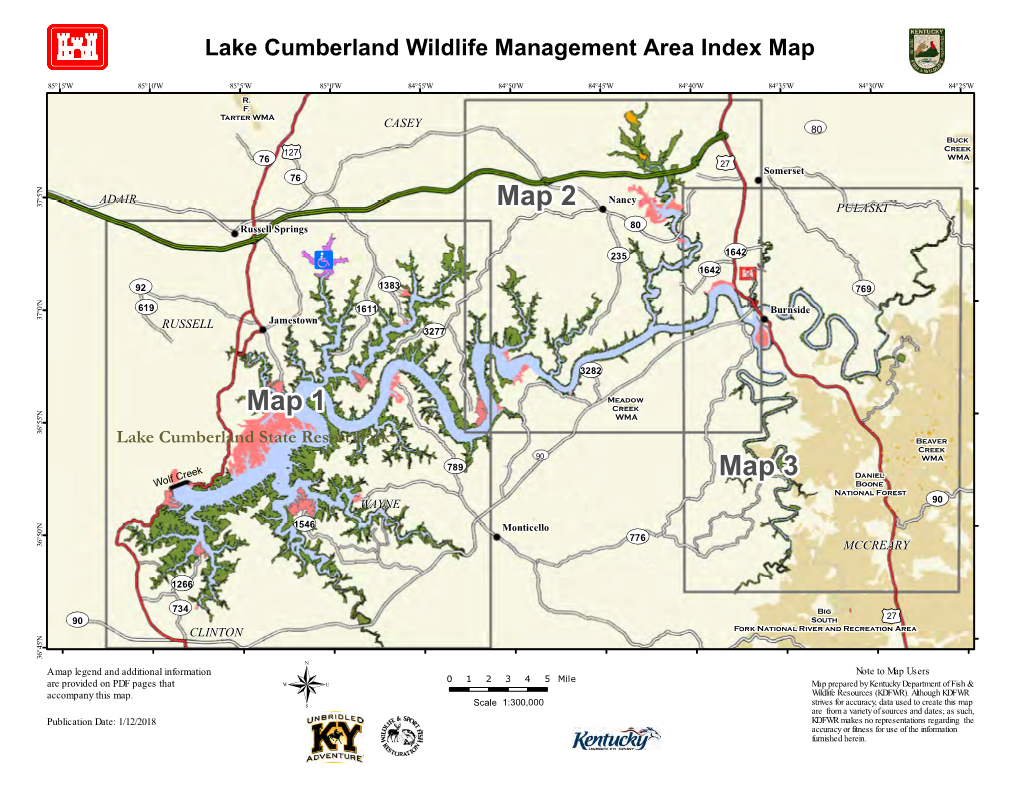 Lake Cumberland Wildlife Management Area Index Map