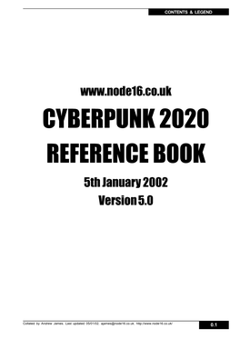 CYBERPUNK 2020 REFERENCE BOOK 5Th January 2002 Version 5.0