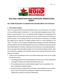Liberation Road's 2019-2022 Strategic Orientation