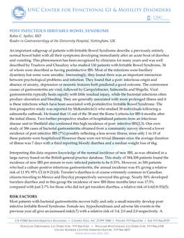 POST INFECTIOUS IRRITABLE BOWEL SYNDROME Robin C