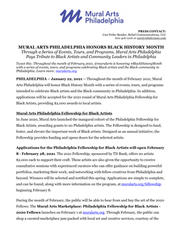 2021-01-22: Mural Arts Philadelphia Honors Black History Month