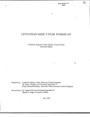 Leviathan Mine 5-Year Workplan
