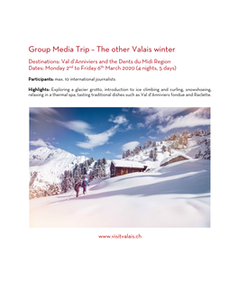 Group Media Trip – the Other Valais Winter