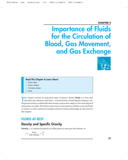Importance of Fluids for the Circulation of Blood, Gas Movement, and Gas Exchange