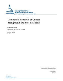 Democratic Republic of Congo: Background and U.S
