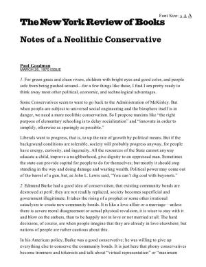 Paul Goodman – Notes of a Neolithic Conservative