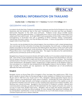 General Information on Thailand