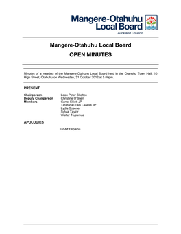 Mangere-Otahuhu Local Board Minutes