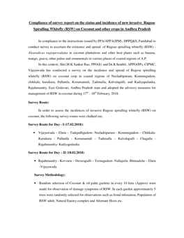 Compliance of Survey Report on the Status and Incidence of New Invasive Rugose Spiralling Whitefly (RSW) on Coconut and Other Crops in Andhra Pradesh