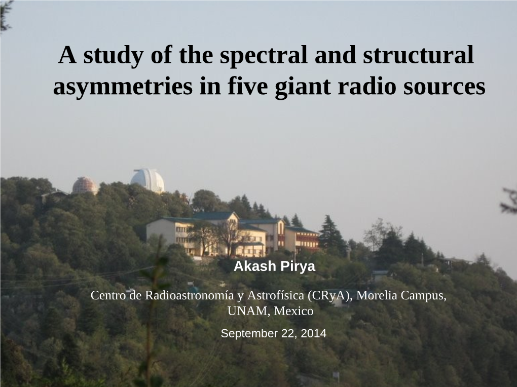 A Study of the Spectral and Structural Asymmetries in Five Giant Radio Sources