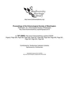 Proceedings of the Entomological Society of Washington. Washington, Etc