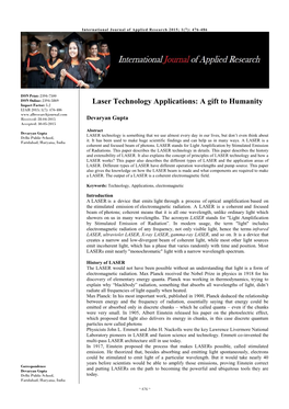 Laser Technology Applications