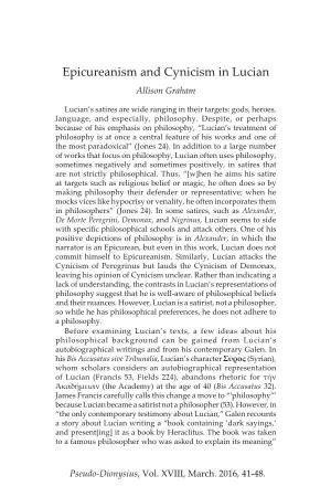 Epicureanism and Cynicism in Lucian Allison Graham