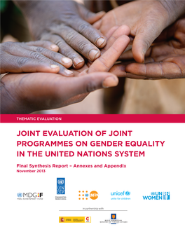 Joint Evaluation of Joint Programmes on Gender Equality in the United Nations System