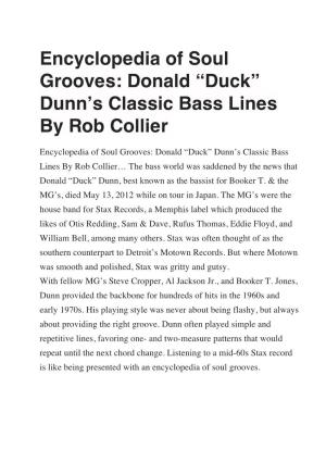Encyclopedia of Soul Grooves: Donald “Duck” Dunn's Classic Bass