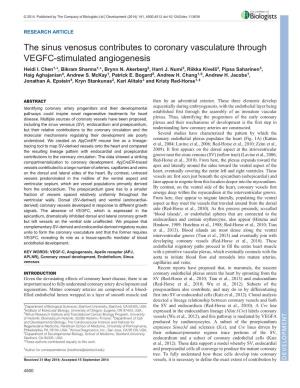 The Sinus Venosus Contributes to Coronary Vasculature Through VEGFC-Stimulated Angiogenesis Heidi I