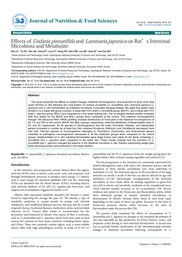 Effects of Undaria Pinnatifida and Laminaria Japonica on Rat's