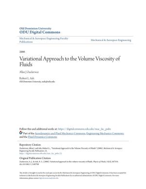 Variational Approach to the Volume Viscosity of Fluids Allan J