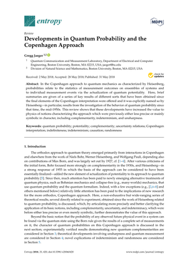 Developments in Quantum Probability and the Copenhagen Approach