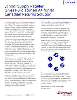 School Supply Retailer Gives Purolator an A+ for Its Canadian Returns Solution