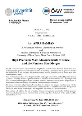 Ani APRAHAMIAN High Precision Mass Measurements of Nuclei And