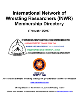 International Network of Wrestling Researchers (INWR) Membership Directory