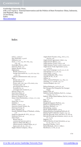 External Intervention and the Politics of State Formation: China, Indonesia, and Thailand, 1893–1952 Ja Ian Chong Index More Information