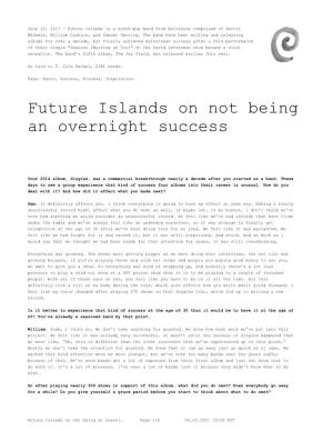 Future Islands on Not Being an Overnight Success