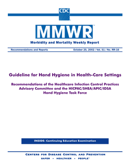 Hand Hygiene in Health-Care Settings