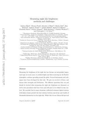 Measuring Night Sky Brightness: Methods and Challenges
