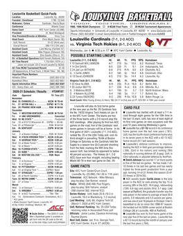 Louisville Cardinals (7-1, 2-0 ACC) Vs. Virginia Tech Hokies (8-1, 2-0