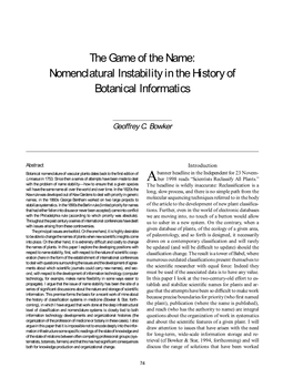 Nomenclatural Instability in the History of Botanical Informatics