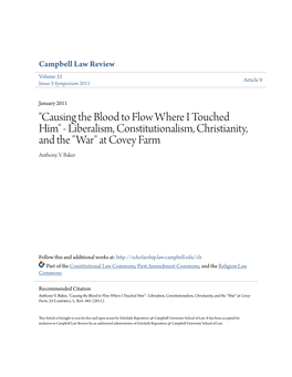 Liberalism, Constitutionalism, Christianity, and the "War" at Covey Farm Anthony V