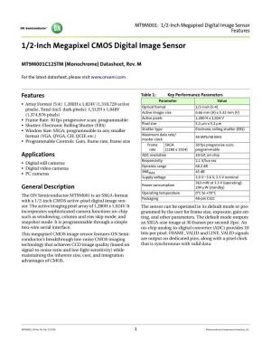 1/2-Inch Megapixel CMOS Digital Image Sensor