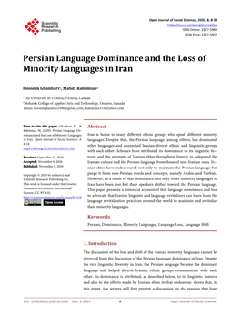 Persian Language Dominance and the Loss of Minority Languages in Iran