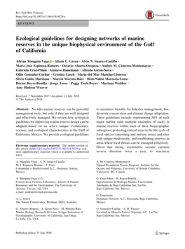 Ecological Guidelines for Designing Networks of Marine Reserves in the Unique Biophysical Environment of the Gulf of California