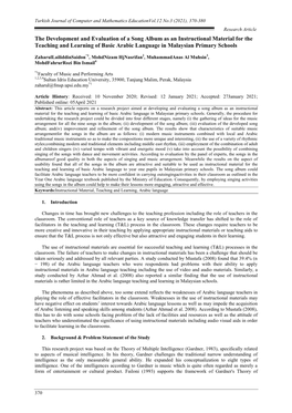 The Development and Evaluation of a Song Album As an Instructional Material for the Teaching and Learning of Basic Arabic Language in Malaysian Primary Schools