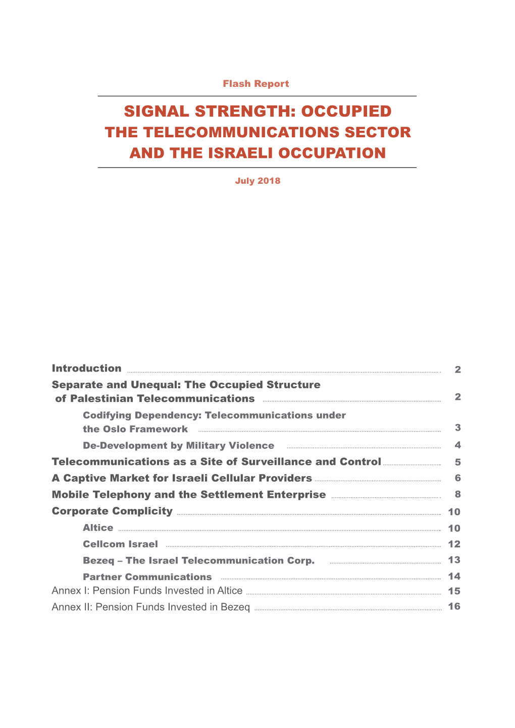 Signal Strength: Occupied the Telecommunications Sector and the Israeli Occupation